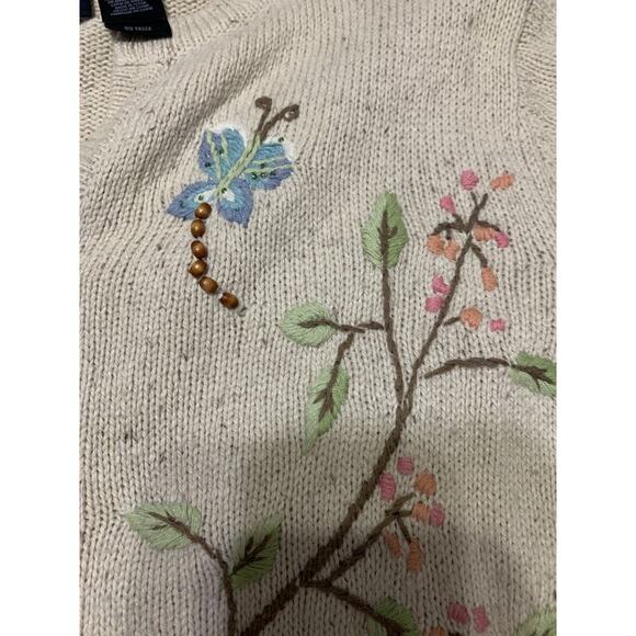 Crazy Horse-Liz Claiborne Silk Wool Embroidered Cardigan-Sz XL-Grandma-Retro - Picture 8 of 9